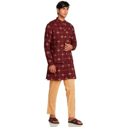 Amazon Brand - Symbol Men Cotton Nehru Jacket Kurta Pant Set (3pcs)