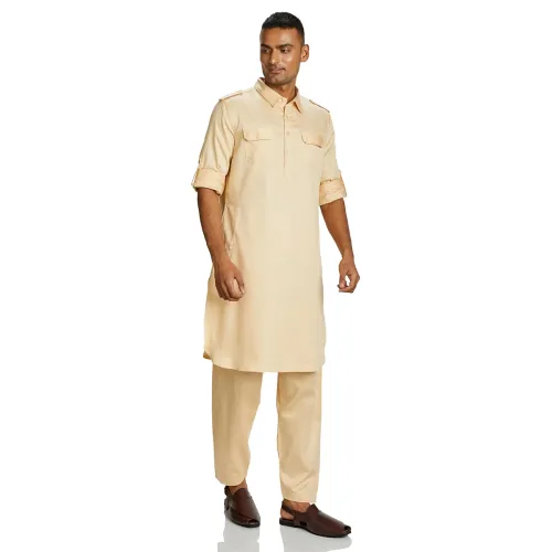 Image of Amazon Brand - Symbol Men's Cotton Solid Kurta Pyjama Set