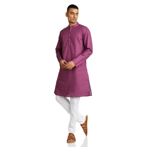 Image of Amazon Brand - Symbol Men's Cotton Solid Long Kurta Pyjama Set (2pcs)