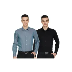 Amazon Brand - Symbol Mens Cotton Formal Shirt (Combo Pack of 2)