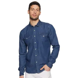 Amazon Brand - Symbol Mens Cotton Slim Fit Denim Shirt