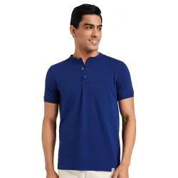 Amazon Brand - Symbol Men's Cotton Rich Polo T Shirt | Mandarin Collar Tshirts | Half Sleeves | Plain - Regular Fit (Available in Plus Sizes)