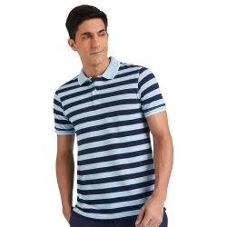Amazon Brand - Symbol Mens Cotton Rich Striped Polo Tshirts 