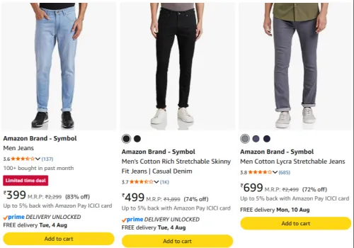 Image of Amazon Brand Symbol Men's Jeans Upto 75% OFF