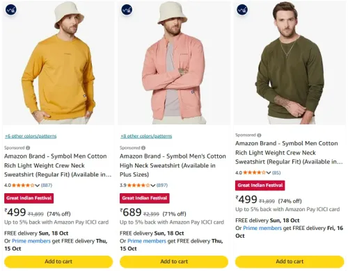 Image of Amazon Brand - Symbol Men Sweatshirt at minimum 70% Discount