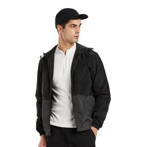 Image of Amazon Brand - Symbol Men's 100% Polyester Zip Hoodie Color-blocked Jacket
