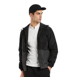 Amazon Brand - Symbol Mens 100% Polyester Zip Hoodie Color-blocked Jacket