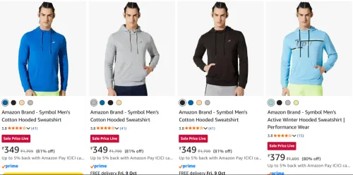 Image of Amazon Brand - Symbol Men's Active Winter Hooded Sweatshirt