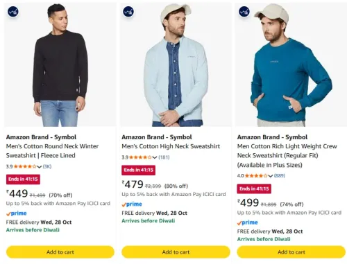 Image of Amazon Brand - Symbol Men's Cotton High Neck Sweatshirt