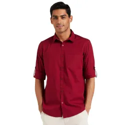 Amazon Brand - Symbol Men's Cotton Shirt | Casual | Plain | Full Sleeve | Summer - Regular Fit (Available in Plus Sizes)