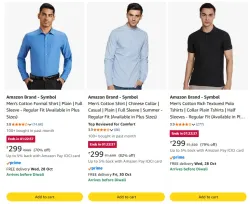 Amazon Brand - Symbol Mens Cotton Shirt | Casual | Plain | Full Sleeve | Summer
