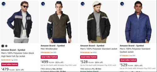 Image of Amazon Brand - Symbol Men's Jackets at minimum 80% Discount