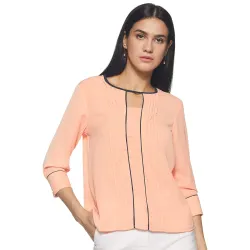 Amazon Brand - Symbol Women's Solid Crepe Round Neck Long Sleeve Regular Fit Top