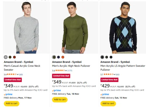 Image of Amazon Brand - Symbol Sweatshirt Starting @ ₹349