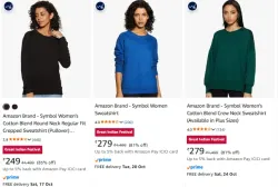 Amazon Brand - Symbol Sweatshirts at minimum 81% Discount