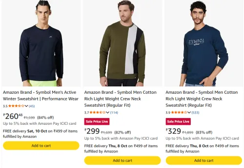Image of Amazon Brand - Symbol Sweatshirts & Hoodies at minimum 60% Discount