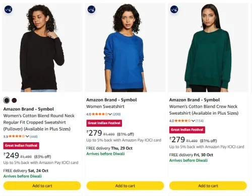 Image of Amazon Brand - Symbol Sweatshirts & Hoodies at minimum 81% Discount