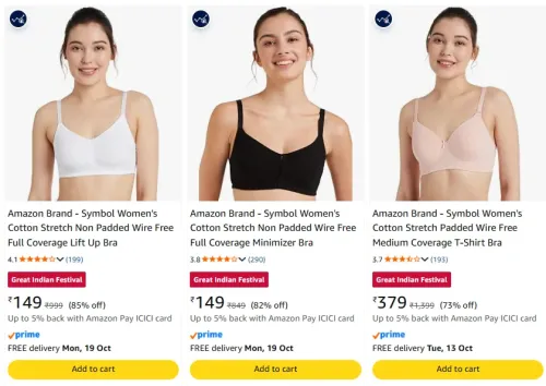 Image of Amazon Brand - Symbol Women Bra at minimum 73% Discount