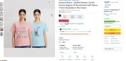 Amazon Brand - Symbol Women Cotton Stretch Regular Fit Round Neck Half Sleeve