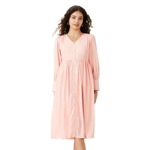 Image of Amazon Brand - Symbol Women’s Polyester Crepe Fit & Flare Midi Dress