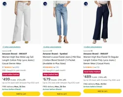 Amazon Brand - Symbol Women Wide Leg Jeans (High Rise | Full Length)