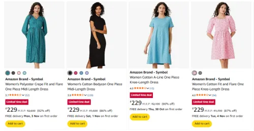 Image of Amazon Brand - Symbol Women's Western Dresses starting @ ₹229