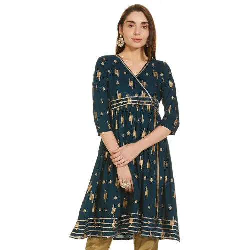 Image of Amazon Brand - Tavasya Women's Rayon Straight Festive Kurti