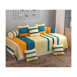 Amazon Brand - Umi Diwan Set Covers Super Soft Brushed Microfiber Cotton 8 Pieces,1 Single Bedsheet (60 X 90 Inches),5 Cushion Covers(16x 16 inches) and 2 Booster Covers(16 X 32 inches)