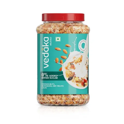 Image of Amazon Brand - Vedaka Muesli | 1 Kg Jar | Contains 88.9% Dry Fruits, Nuts and Multgrains | No Added Refined Sugar |