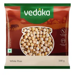 Amazon Brand - Vedaka Unpolished White Peas | 500 g | Naturally Plant-based Protein | Naturally Cholesterol Free | No Added Additives