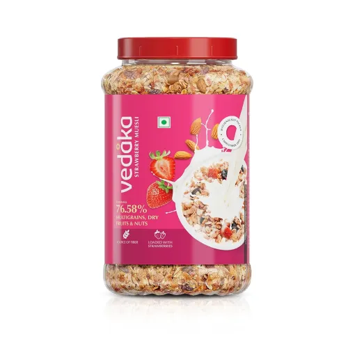 Image of Amazon Brand - Vedaka Strawberry Muesli 1kg Jar