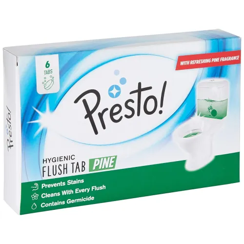 Image of Amazon Brand - Presto! Hygienic Flush Tabs, Pine - 50 g (Pack of 6)