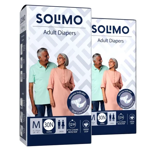 Image of Amazon Brand-Solimo Adult Diapers Tape Style|Medium Size|60 Count
