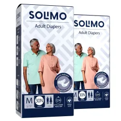 Amazon Brand-Solimo Adult Diapers Tape Style|Medium Size|60 Count