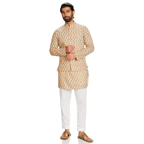 Image of Amazon Brand - Symbol Men Cotton Nehru Jacket Kurta Pant Set (3pcs)
