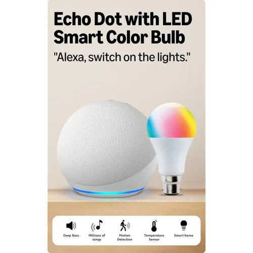 Image of Amazon Echo Dot Combo with Wipro 9W LED Smart Color Bulb