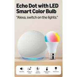Amazon Echo Dot Combo with Wipro 9W LED Smart Color Bulb
