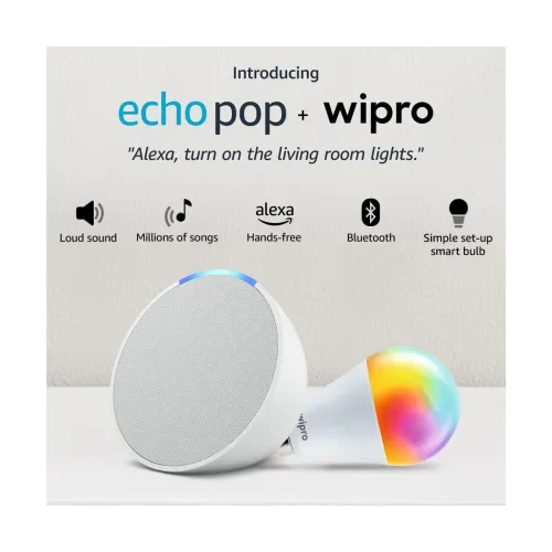 Image of Amazon Echo Pop & Wipro Smart Bulb Combo