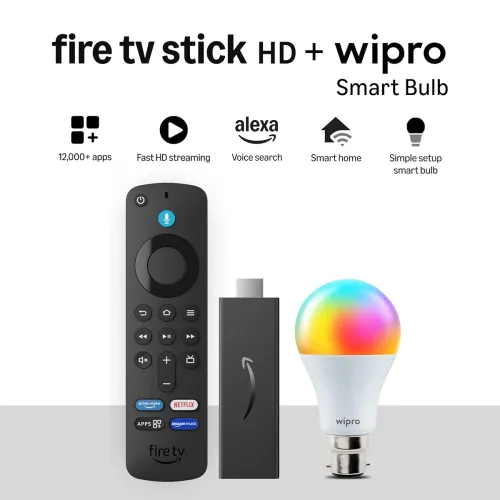 Image of Amazon Fire TV Stick HD and Wipro Bulb Combo