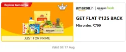 Amazon Fresh: ₹125 Cashback on ₹799