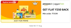 Amazon Fresh: ₹250 Cashback on ₹1599