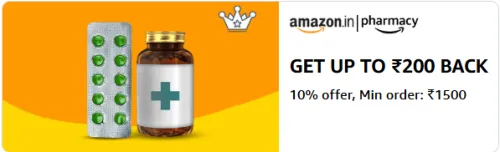 Image of Amazon Offer: 10% Cashback upto ₹200 on Medicines