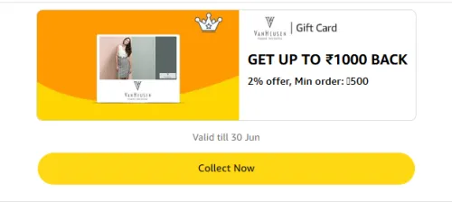 Image of Amazon Offer: 2% Cashback on Van Heusen Gift Card 