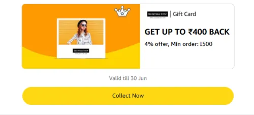 Image of Amazon Offer: 4% Cashback on ShoppersStop Gift Card 