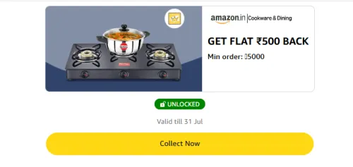Image of Amazon Offer: ₹500 Cashback on Cookware & Dining 