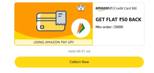 Image of Amazon Offer: ₹50 Cashback on Credit Card Bill 
