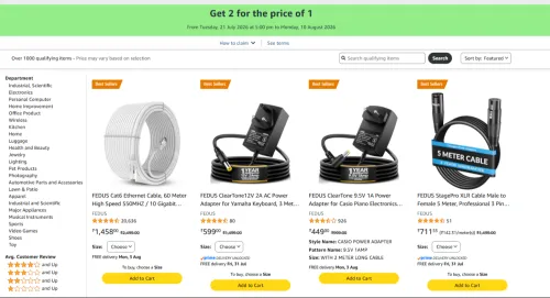 Image of Amazon offer : Buy 1 Get 1 free on Laptop Accessories