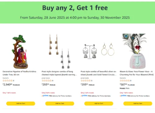 Image of Amazon Offer : Buy Any 2 Products Get 1 Free