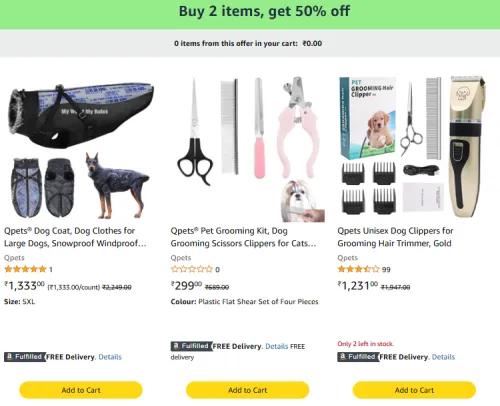 Image of Amazon Offer: Buy 2 Items & Get 50% Extra Discount