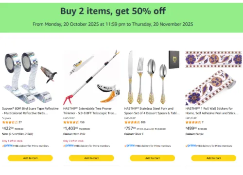 Image of Amazon Offer : Buy 2 items, get 50% off on Household Products